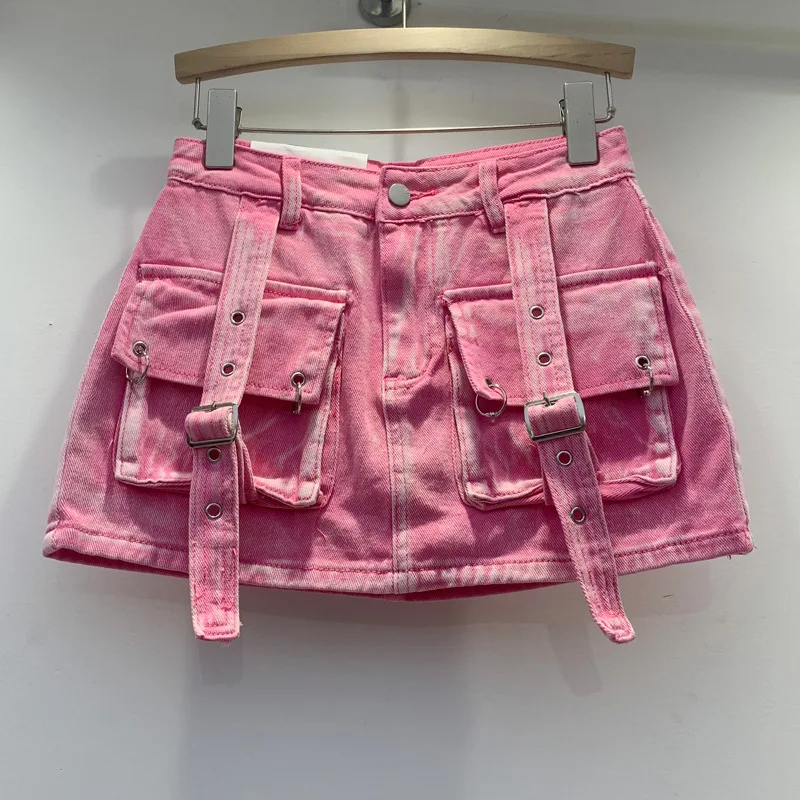 A8881 Factory Manufacturer Pink White Blue Black Short Skirt Plus Size Summer Ladies Denim Mini Skirt