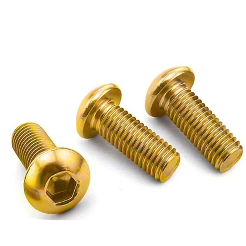 Hot Sale M4 M5 M6 M8 Brass H59 H62 Copper Bronze Cross Recess Hexagon Slotted Button Head Bolt DIN7985 ISO7380 DIN85