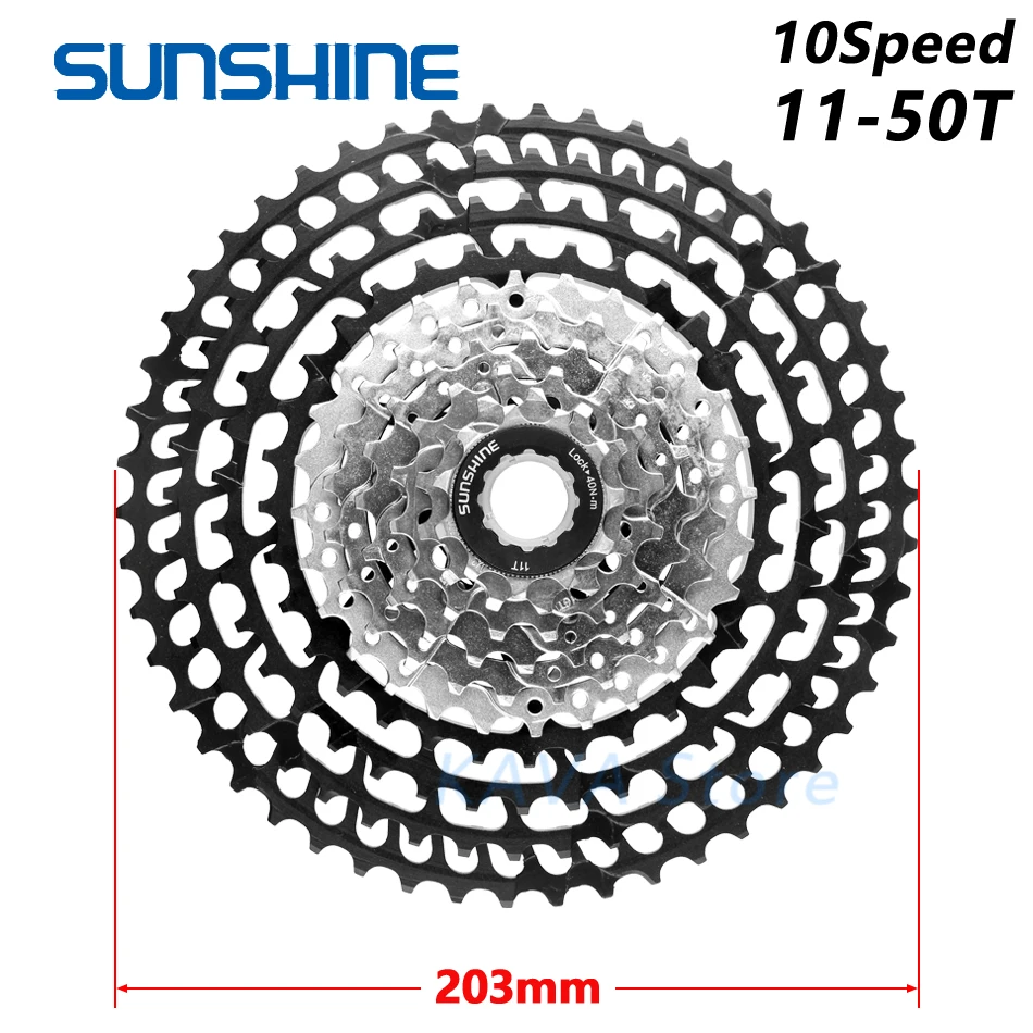 SUNSHINE 10 Speed black Ultralight MTB Bicycle Flywheel 11-50T Cassette Freewheel Part for GX HG Shimano Mountain Bicycle Flywhe