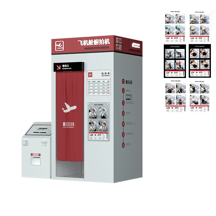 2024 New Trend Aircraft Cabin 360 Overhead Photo Booth Touch Screen Photo Booth Adjustable Led Photo Booth For Mall