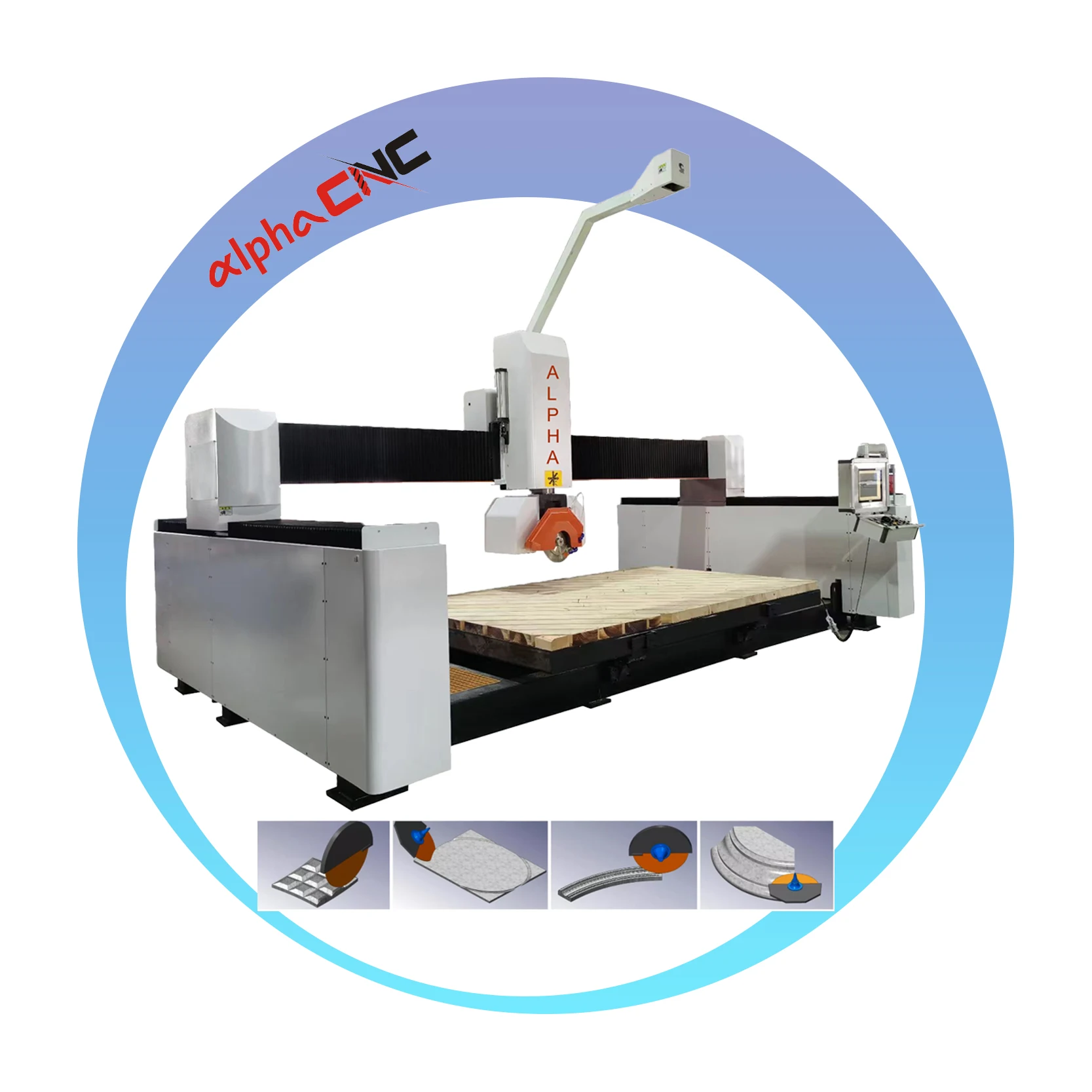 Multi Function CNC 5 Axis Manual Bridge Saw Cutting Machine Marble Gear Box Motor CNC Bridge Type Stone Cutter Machine
