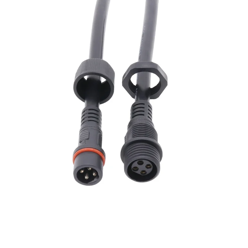 4PIN Waterproof Plastic Round PVC female panel Mounted M19 4Pin Led Connector IP65 Customized Terminal Wires Cable End
