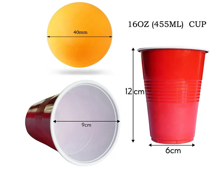 Exciting Game Beer Pong Cups 16oz Set 40mm 38mm Mini Beer Pong Balls For Adult Party