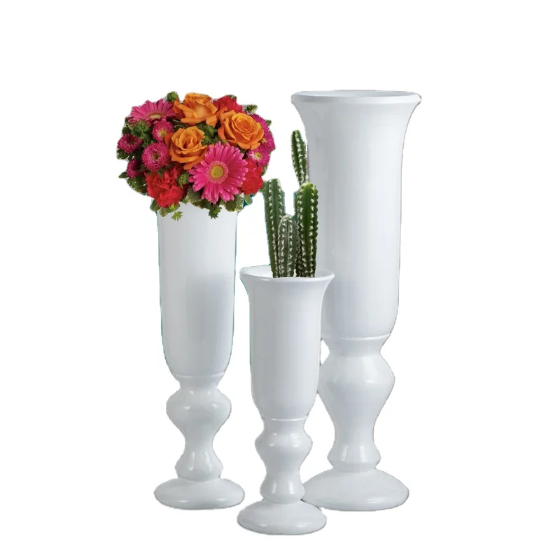 2020 Cup Shape Wholesale Tall Giant White  Abstract Floor Flower Vase For Home Decoration
