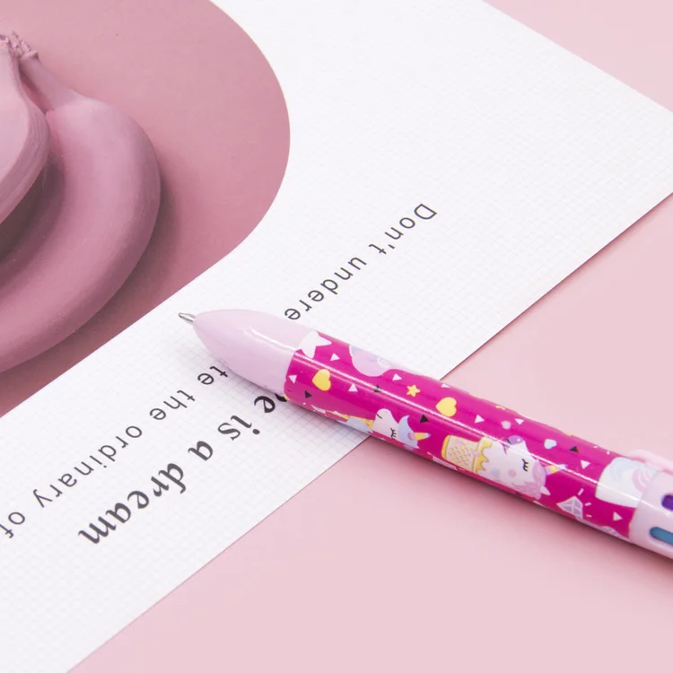 0.7mm Unicorn Design Multi-Color Ballpoint Pen 6-in-1 with Customized Printing Plastic Material for Gifts