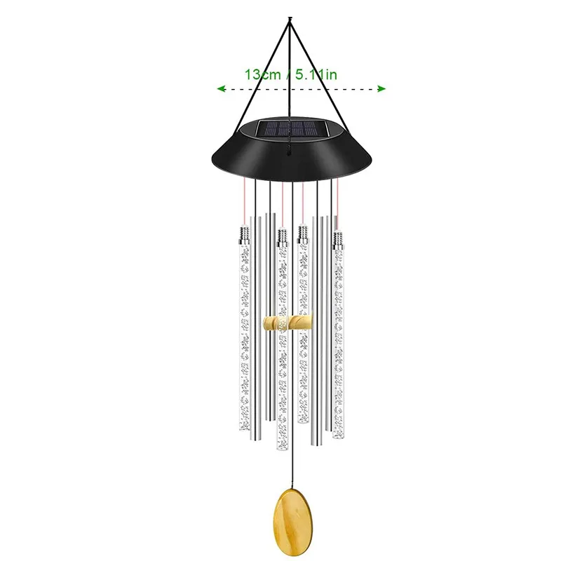 Hot Sale Iron Crafts Solar Powered Wind Chime Bells Hanging Living Bed Home Outdoor Garden Decor solar wind chimes