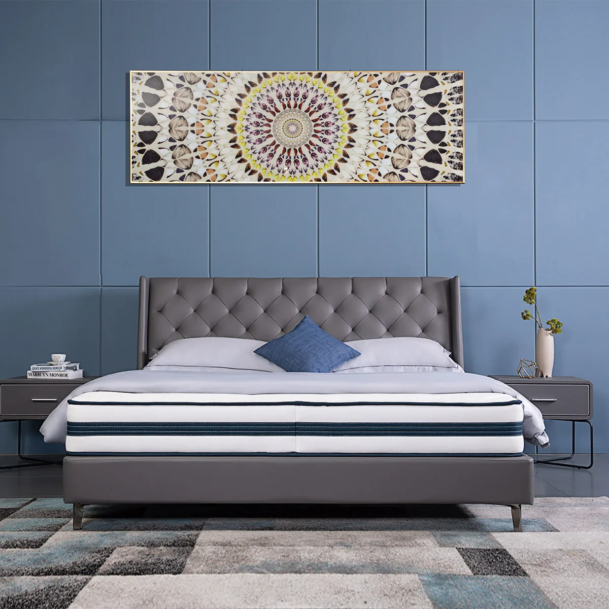 light luxury dark gray comforter european bedroom modern style super queen size king size leather bed