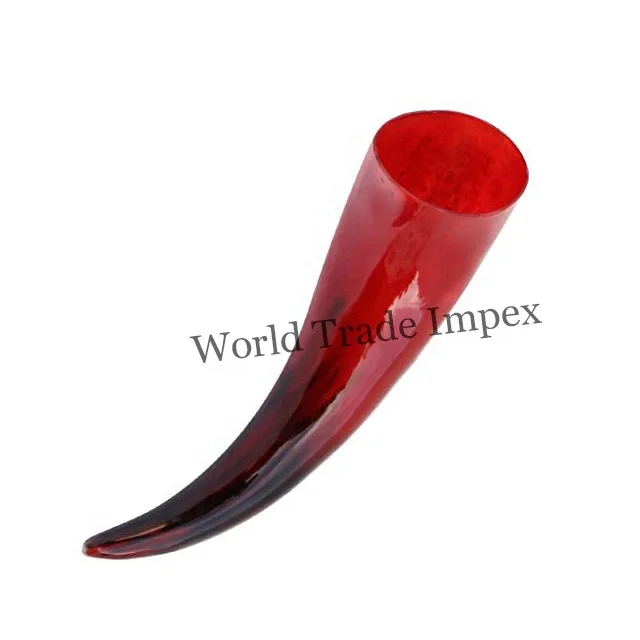 Red color drinking horn with iron stand