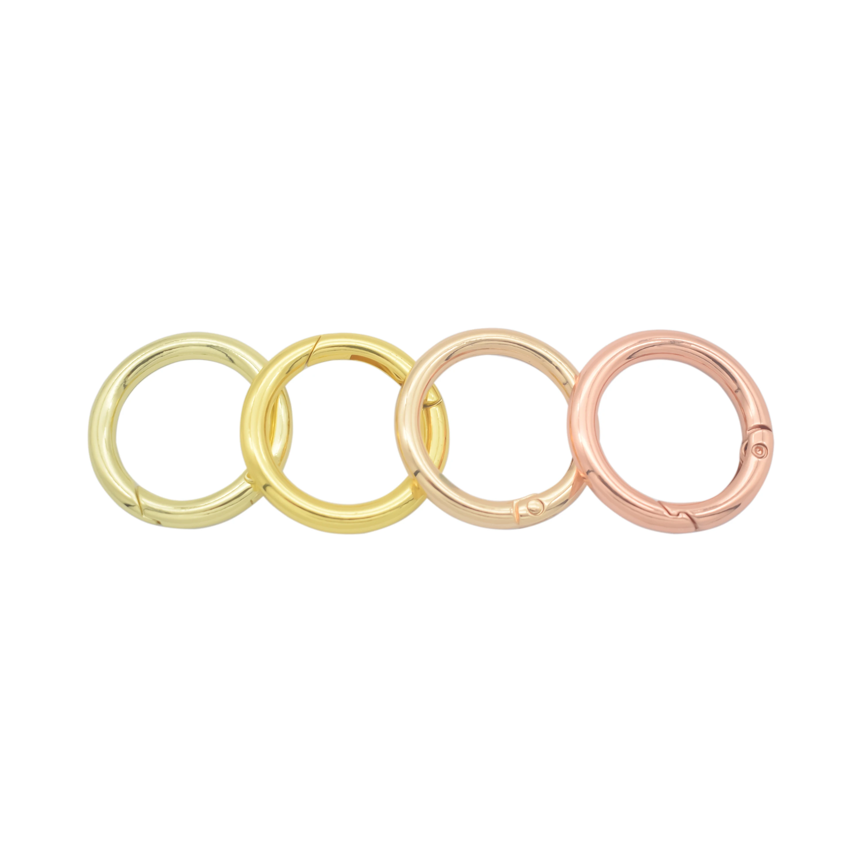 Custom Color Or In Stock Latest Zinc Alloy Spring Ring Key Ring Bag Metal Accessory Round Spring Gate Open O Ring