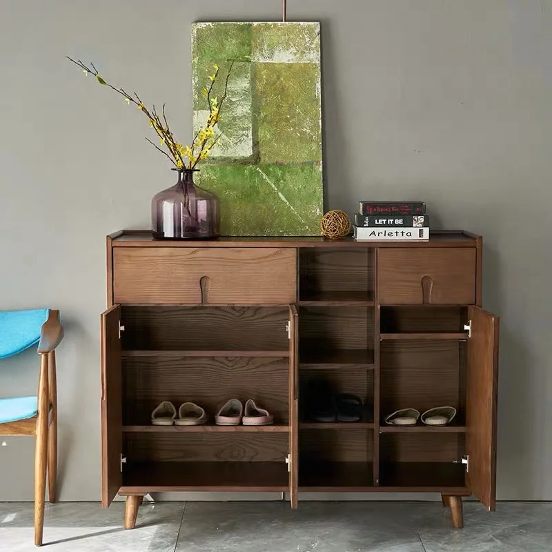 Modern Nordic Living Room Furniture Wood Shoe Racks For Home