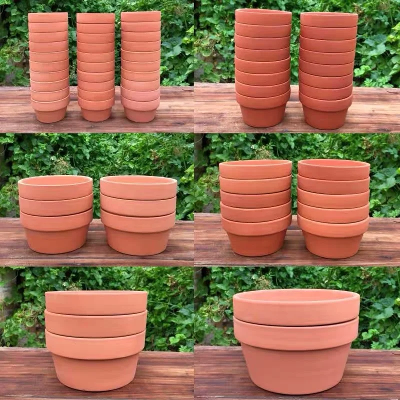 2022 new hot selling low price high quality large red pottery flat flower pot root shallow plant pot wholesale