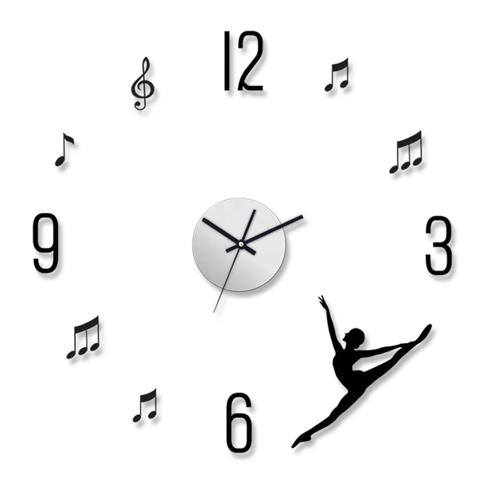 Novelty modern design home decorative wall sticker clock 3D frameless large DIY wall clock