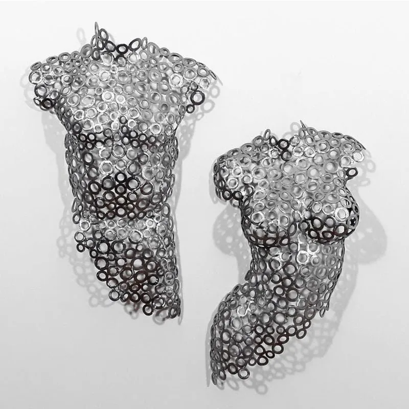 Modern Metal Crafts Wall Art Stainless Steel Woman Man Torso 3d Decor Sculpture For Wall