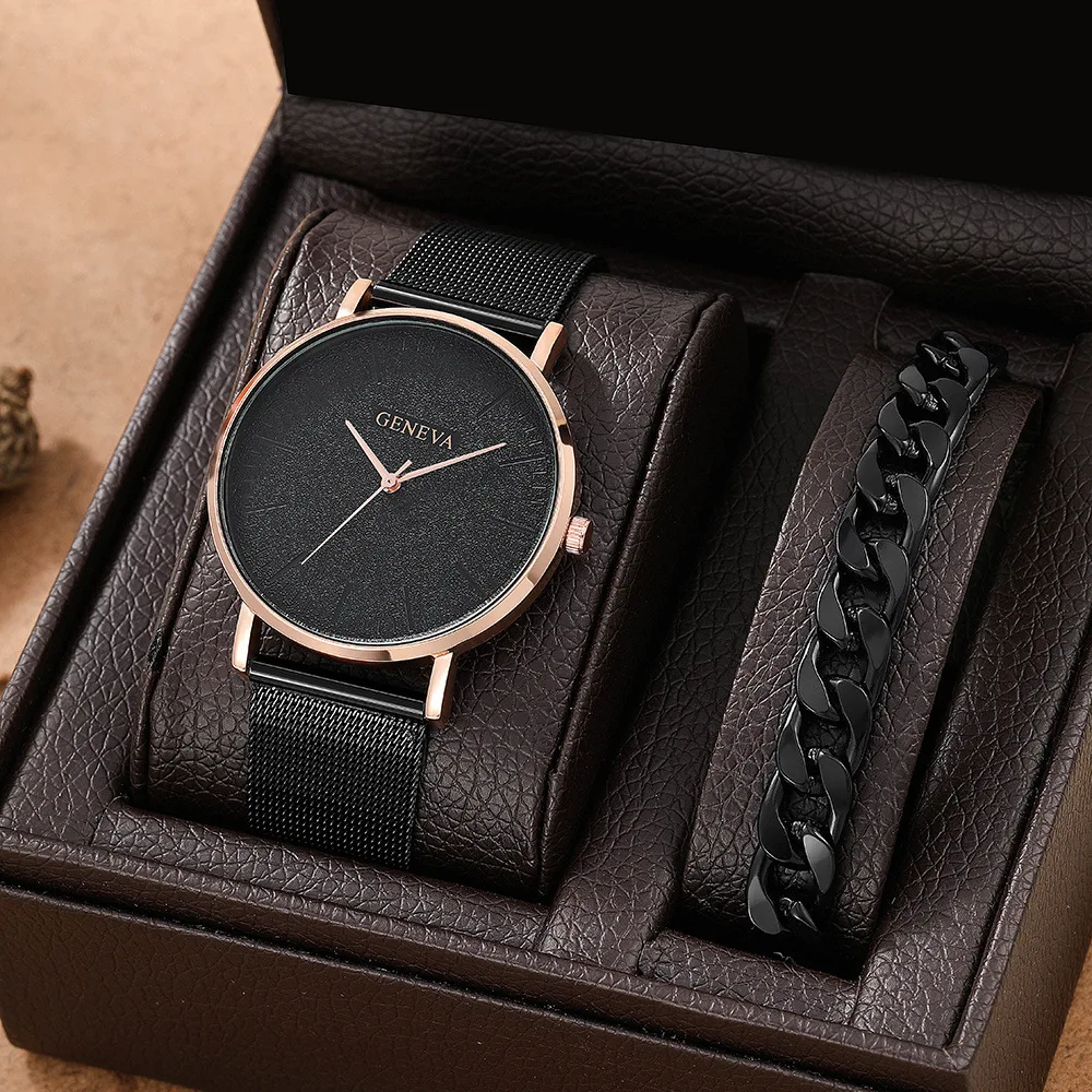 Hip Hop Pave Iced Out Mens Business Cuban Link Bracelet Alloy Stainless Steel Quartz Wristwatch Watches For Women Men