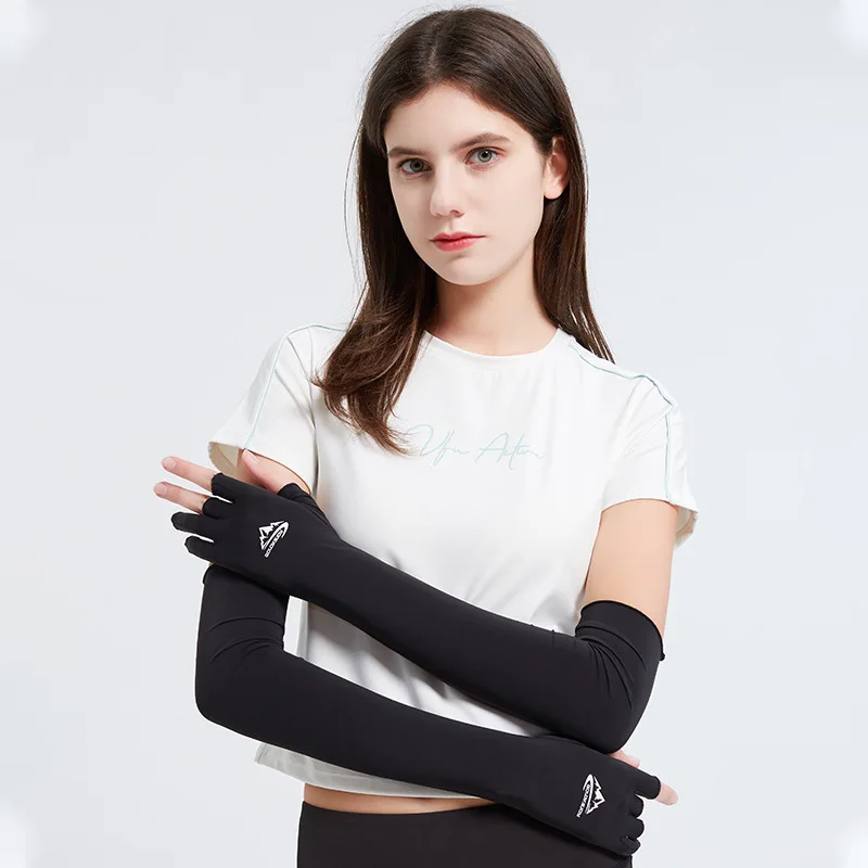 Summer Ice Silk Sunscreen Sleeves For Men and Women Driving Riding Fishing UV Protected Quick-drying Non-slip Fingerless Gloves