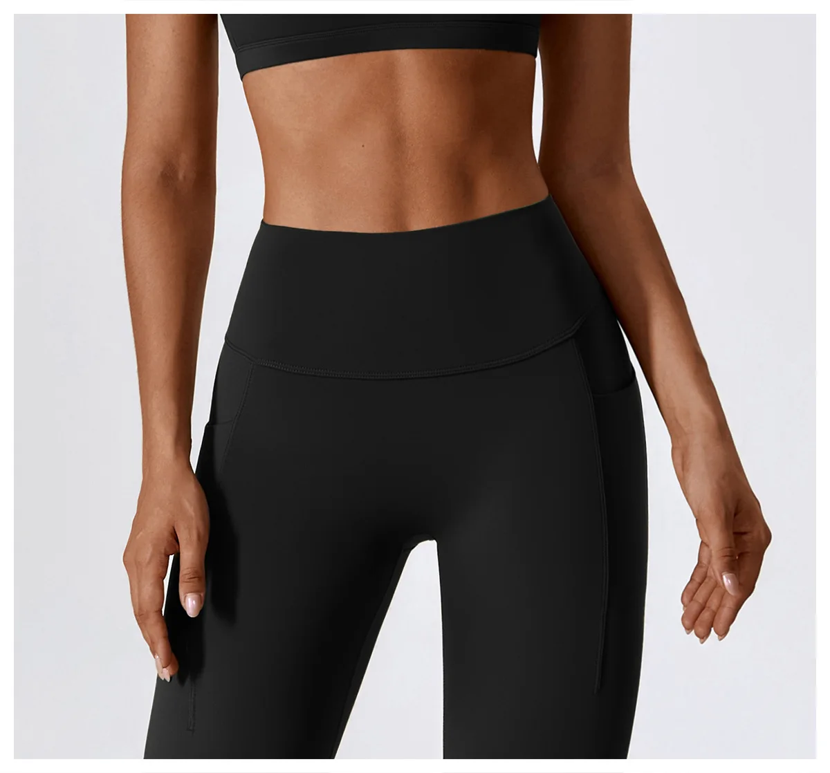 Wearing Tight Pockets for Abdominal Contraction and Hip Lifting Fitness High Waist Running Sports Leggings Yoga Pants 8295