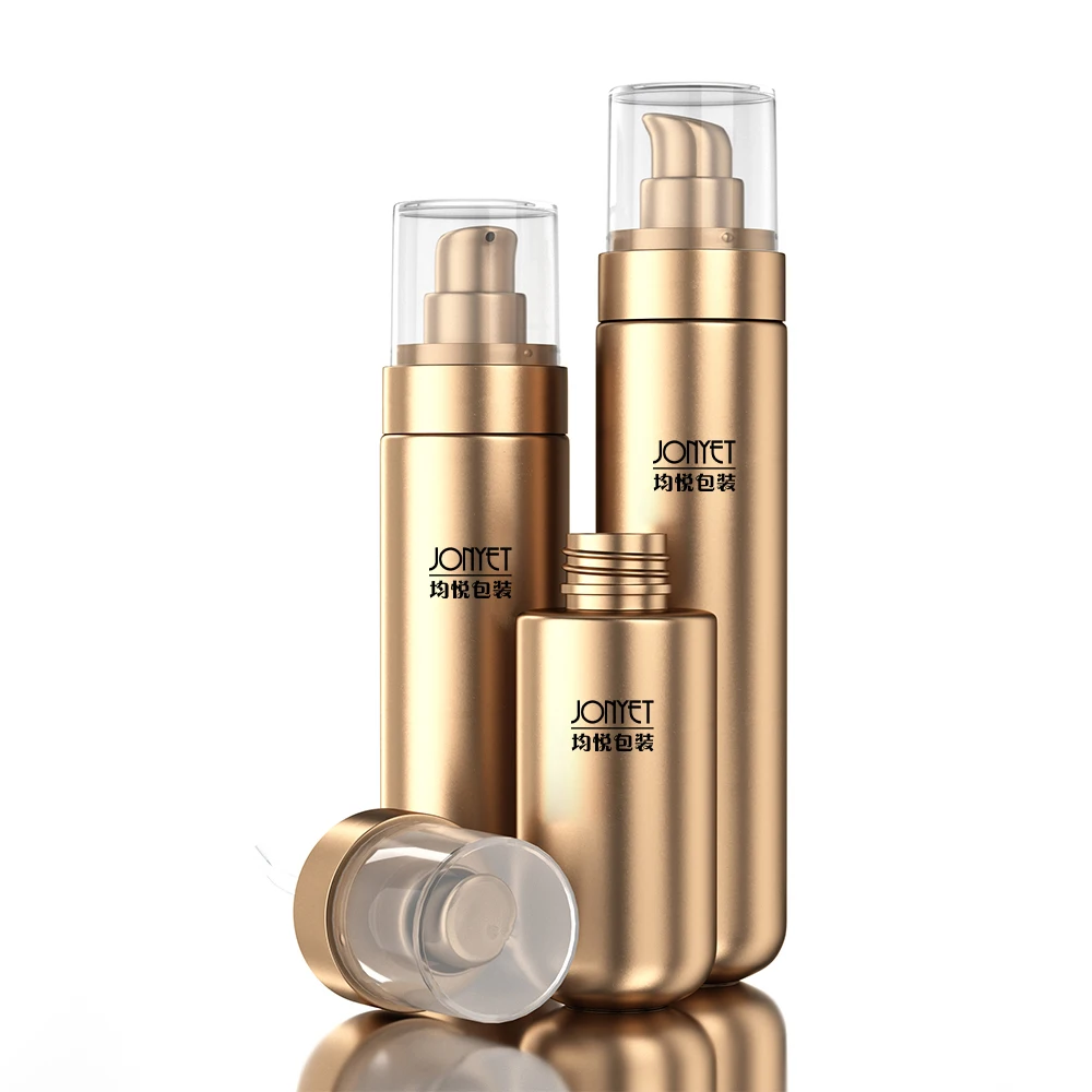 pet bottle for skin care cosmetic 30/50/80/120ml 100ml serum packaging gold matte round luxury lotion skincare hair oil bottle