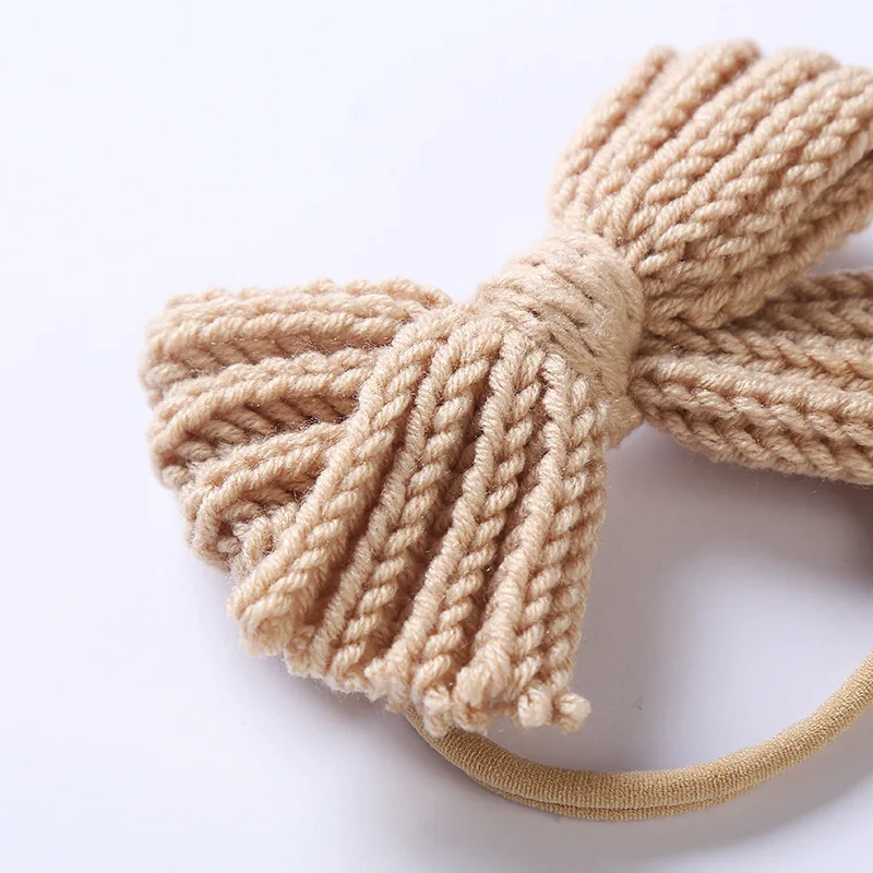Fashion Korean 7 Color Autumn And Winter New Baby Headwear Wool Bow Hair Bands For Girls Kids