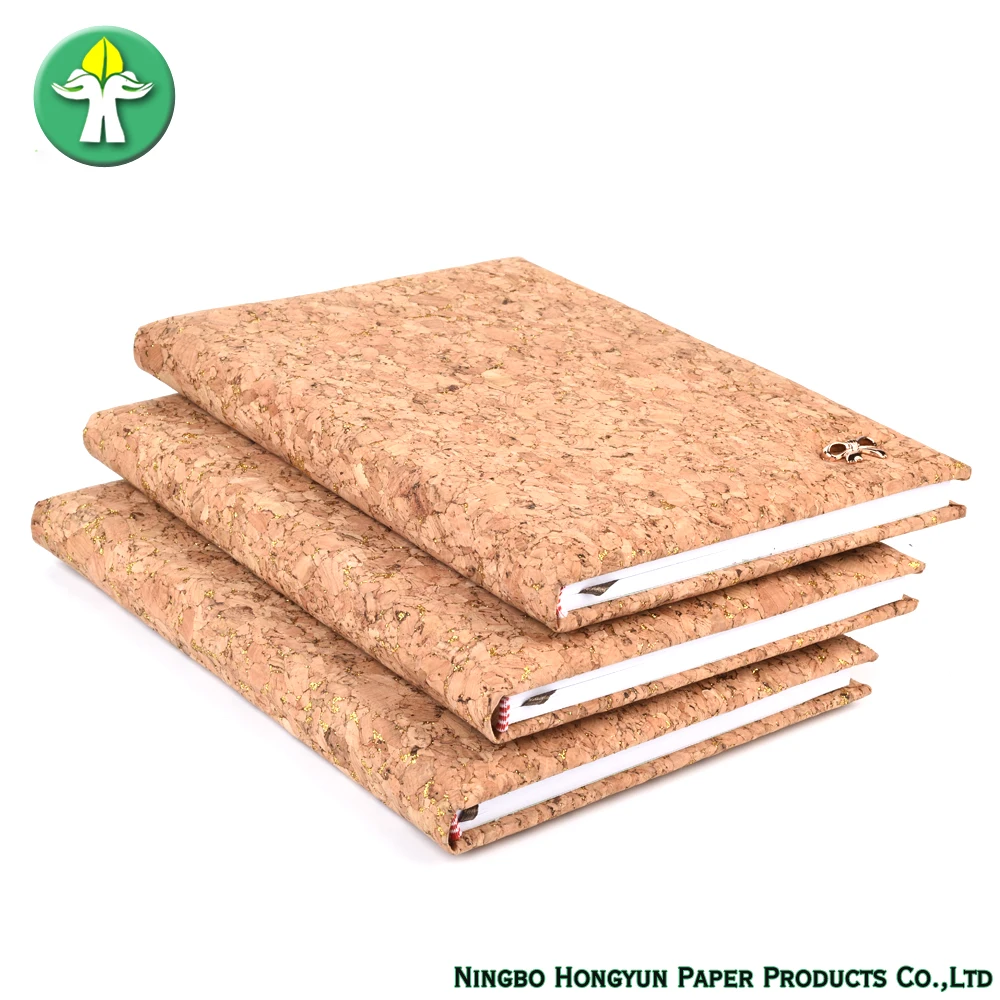 
Cork Material Cover Pattern Vintage Style Pu Leather Notebook Hardcover A5 Journal with Metal Tag 