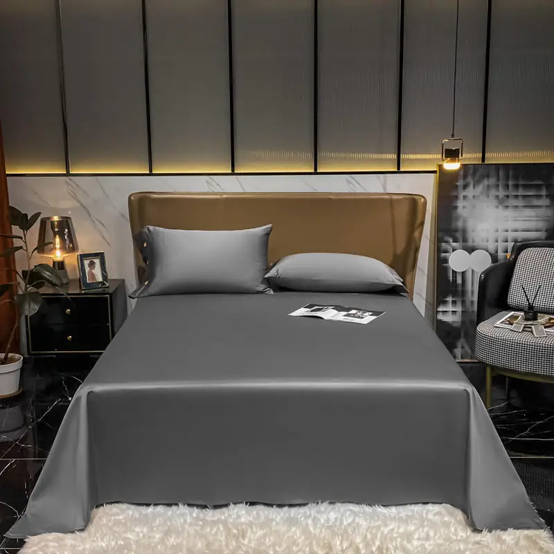 Wholesale Solid Color Bedsheets 100% Cotton Tencel Quilt Cover Bed Sheets 4pcs Bedding Set