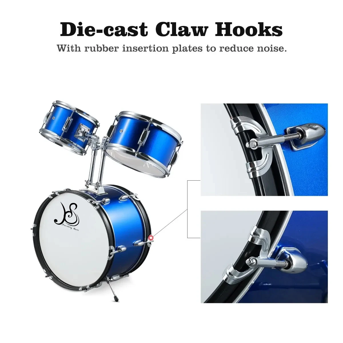 HUASHENG Juniors 5 Piece Drums Set Professional Pcuession Instruments Cymbals Stool Electric Children Kids Drum Kit for Gift