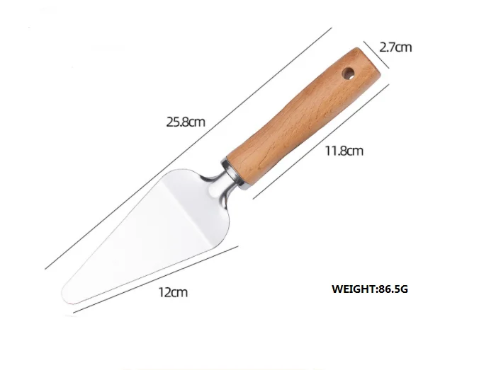 Factory wood handle stainless steel pastry pizza slice cutter cake server non stick pizza shovel
