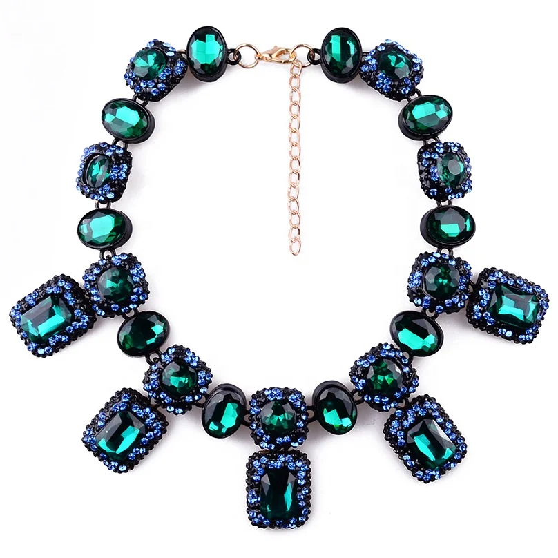 2024 new Wholesale shanghai selling fashion women colorful green gemstone jewelry necklace