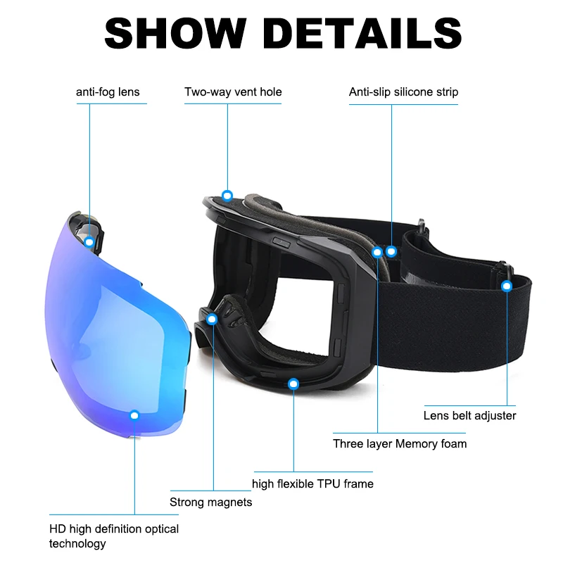 Очки для катания на лыжах, унисекс