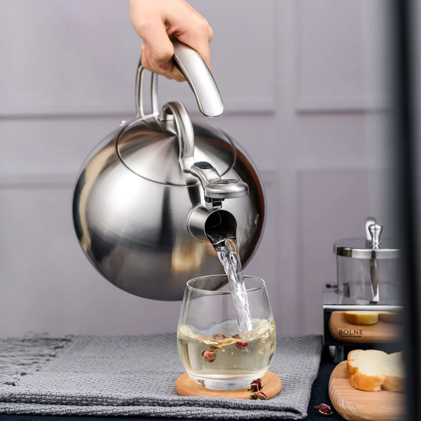 Customization Bakelite Silicone Steel Handle Tea Pot Stainless Steel Whistling Kettle Water Boiling Pot North American Kettle