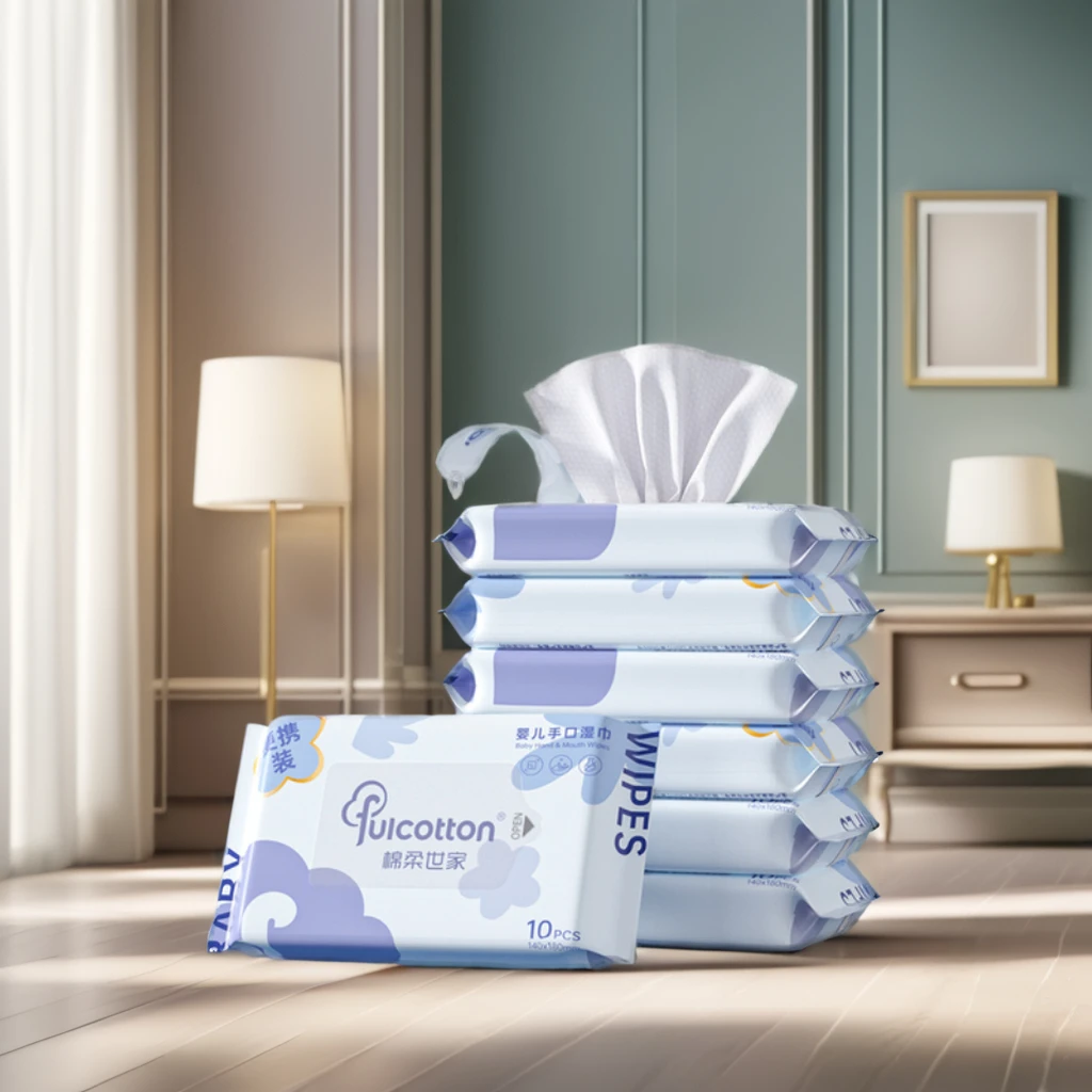 Free sample Disposable Baby Wipes China Daily Care 10Pcs Baby Hand And Mouth wet Wipes