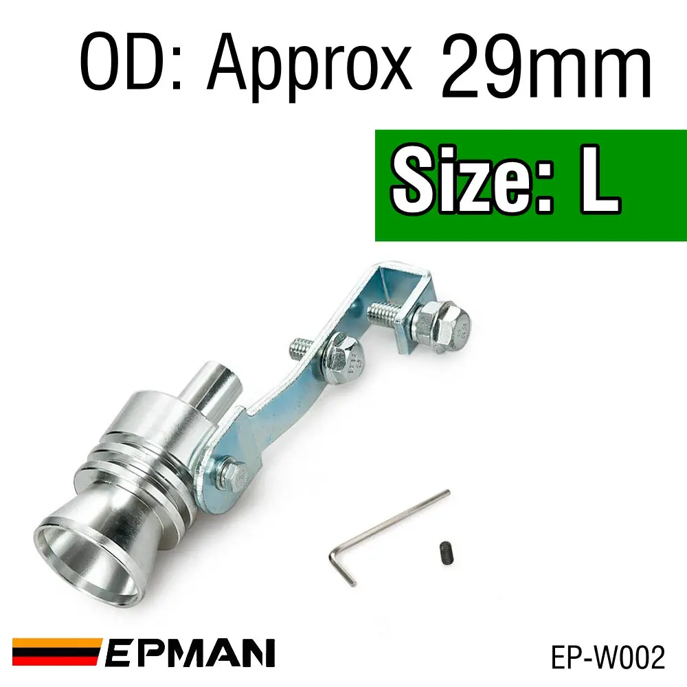 EPMAN Universal Car Turbo Sound Whistle Muffler Exhaust Pipe Blow Off Vale BOV Simulator Whistler Size S/M/L/XL