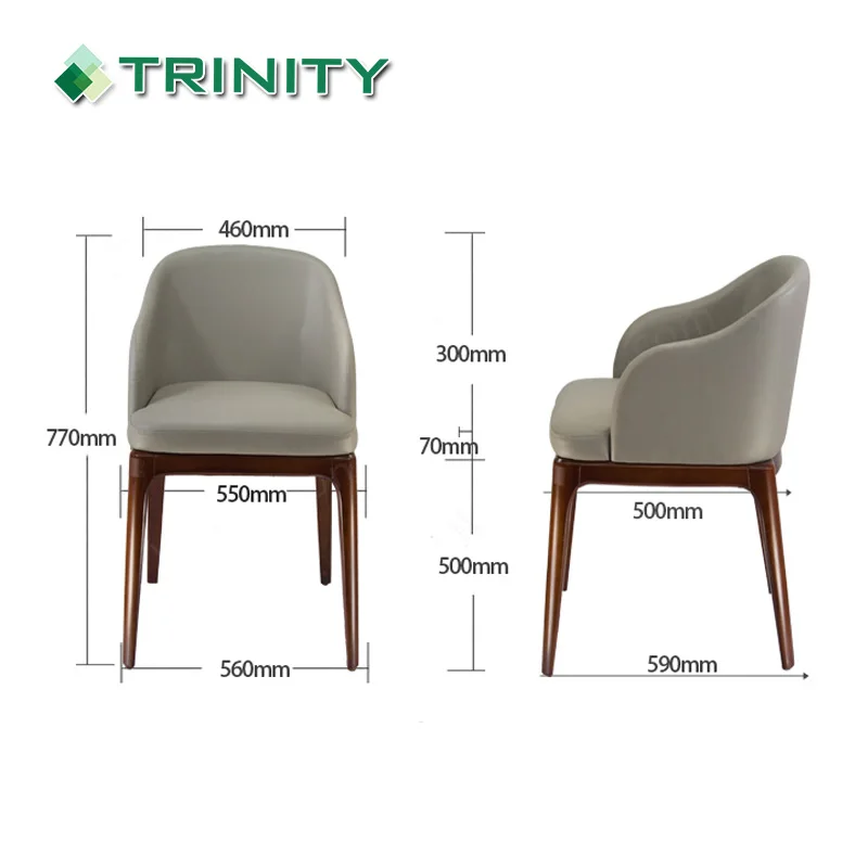5 Star Modern Nordic Design Upholstered Pu Leather Wood Hotel Dining Room Chairs