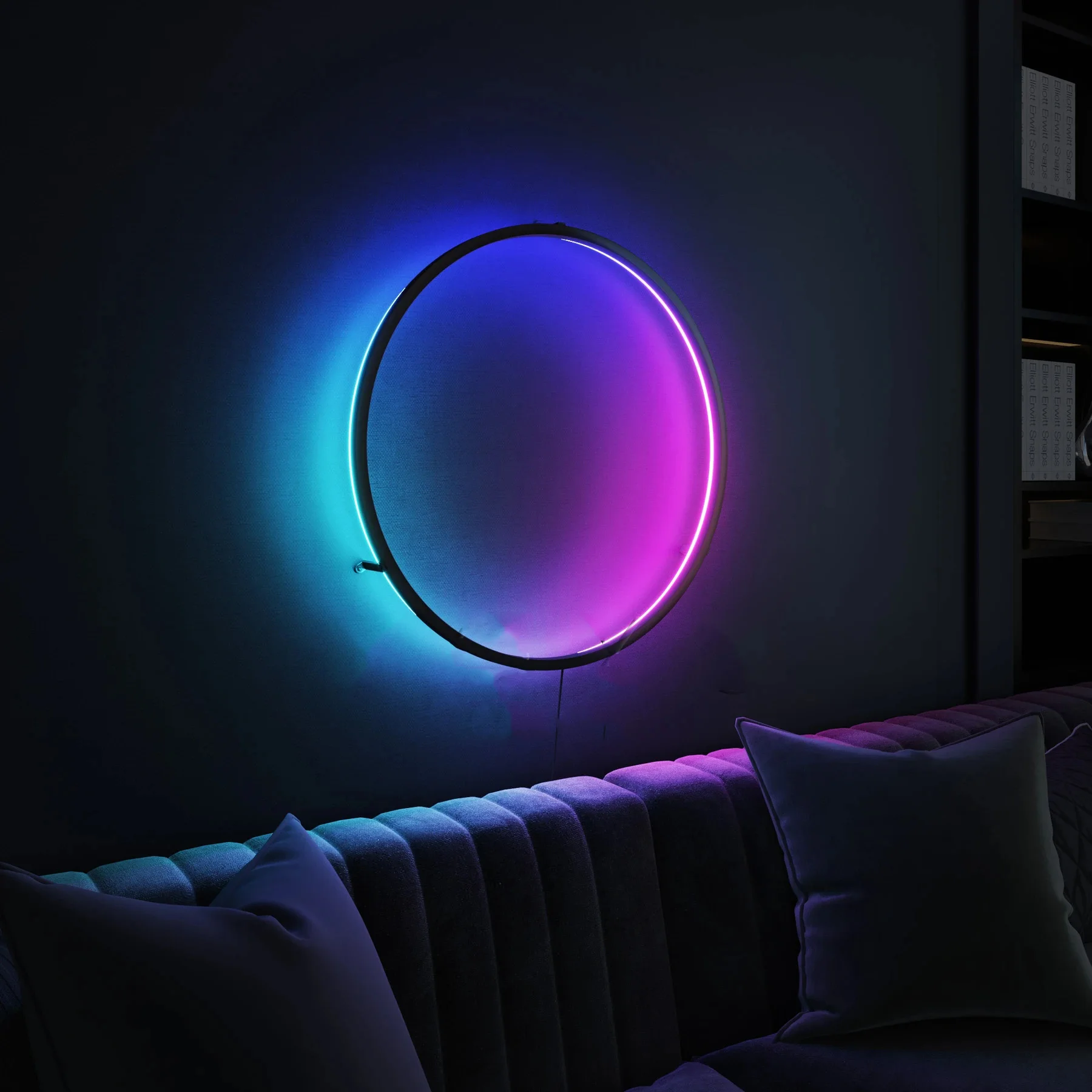 Modern Design LED Bedside Wall Light Living Room Sofa Circle RGB Wall Lamp with Remote Control