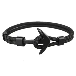 factory wholesale men fashion paracord bracelet survival rope wrap anchor bracelet