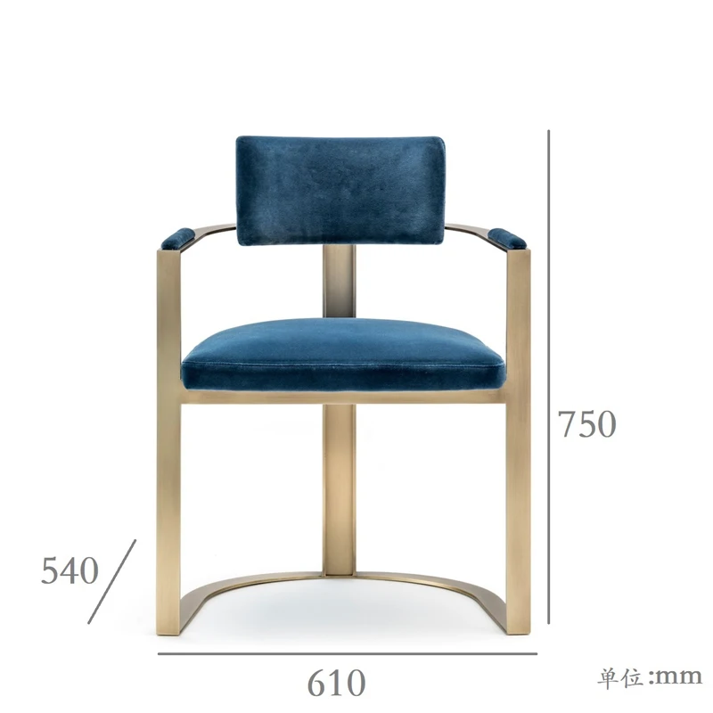 luxury dining chair golden stainless steel restaurant chair Hotel Cafe leisure area Velvet chair