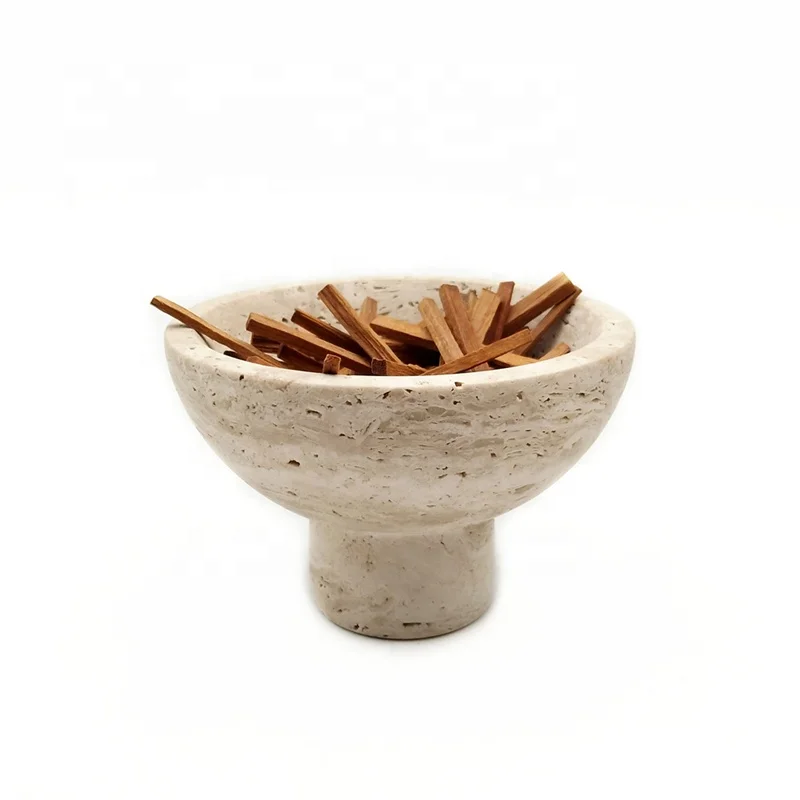 Factory Wholesale Beige Marble travertine Sphere Mubkhara Incense Burner For meditation