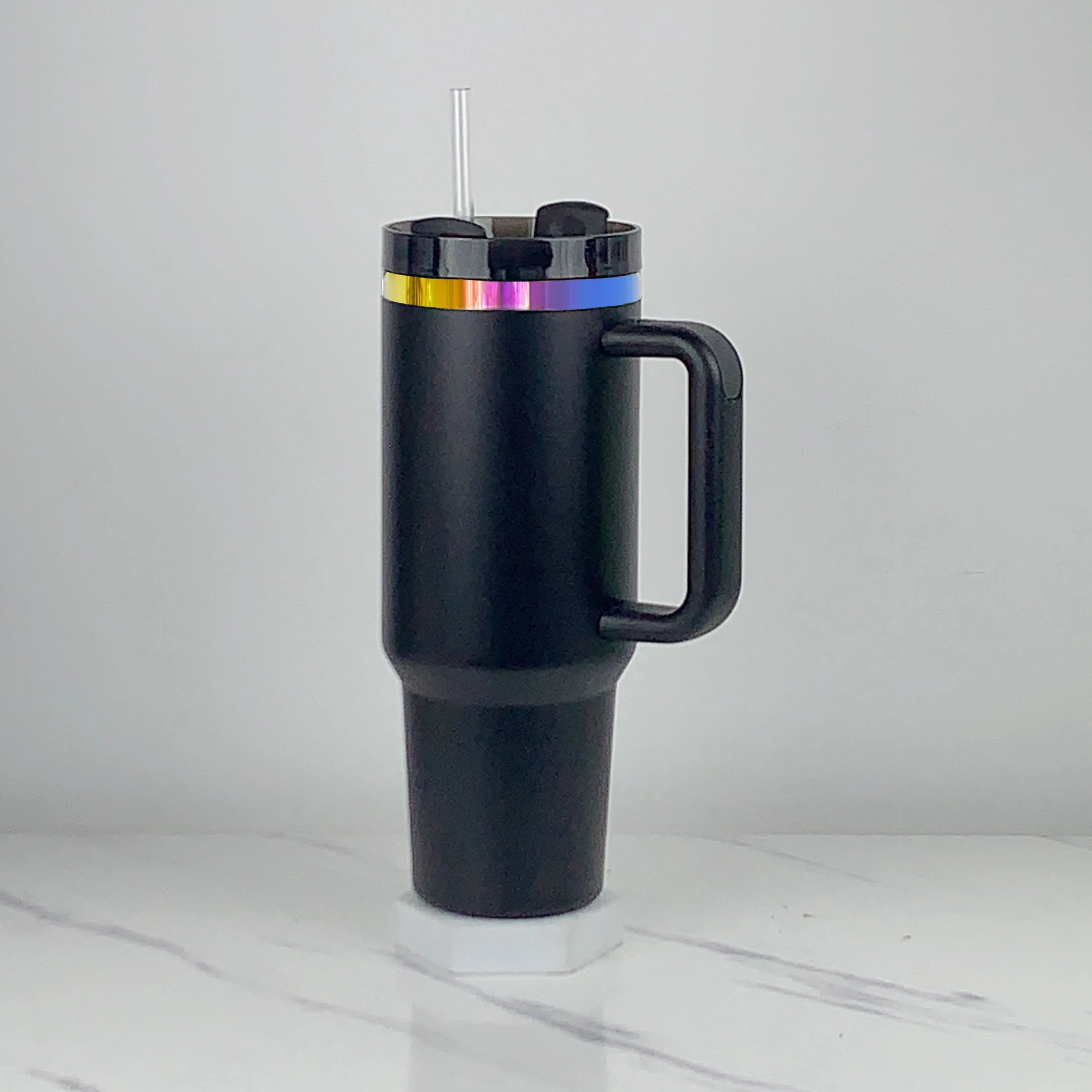 40oz 40 oz Powder Coated Rainbow Iridescent Plated Base Etch Effect Stainless Steel Tumbler Cup for Laser Engraving