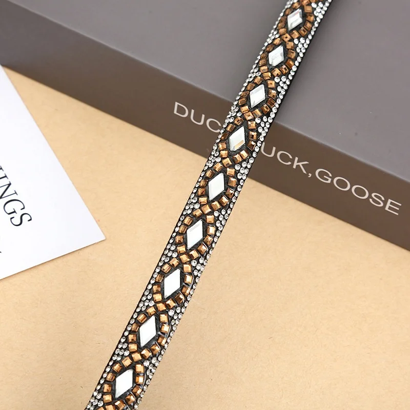 Hot Sale Semi-Circular Glass Diamond Rhinestones Strips Full Diamond Rhinestone Ropes for Shoe Decorative Accessories Wholesale