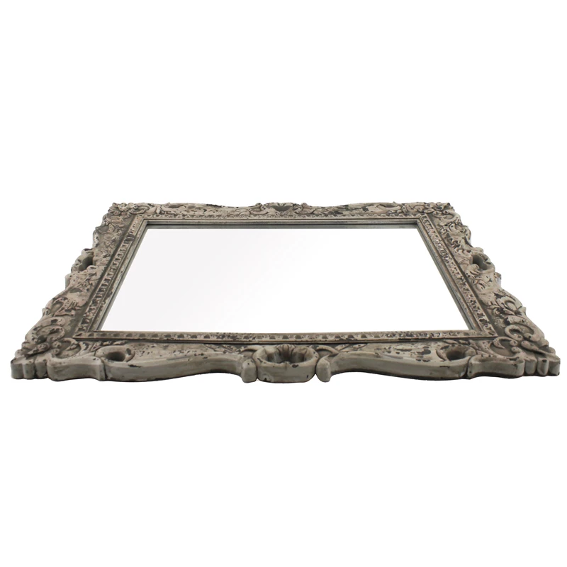 China Custom Design Decorative Wall  White carved wooden mirror frames dressing mirror