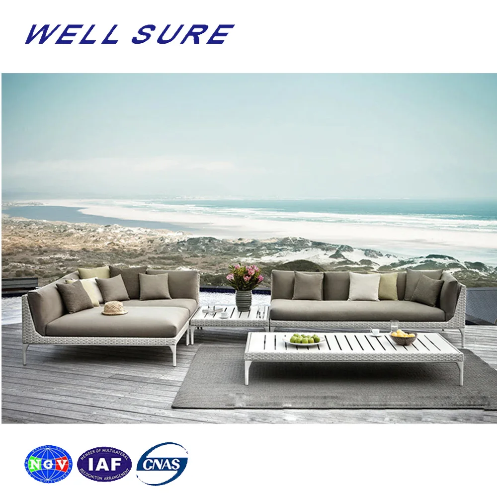 Morden Cheap Outdoor Garden Hotel Patio White Sofa Sectional Set Furniture Rattan Sofa
