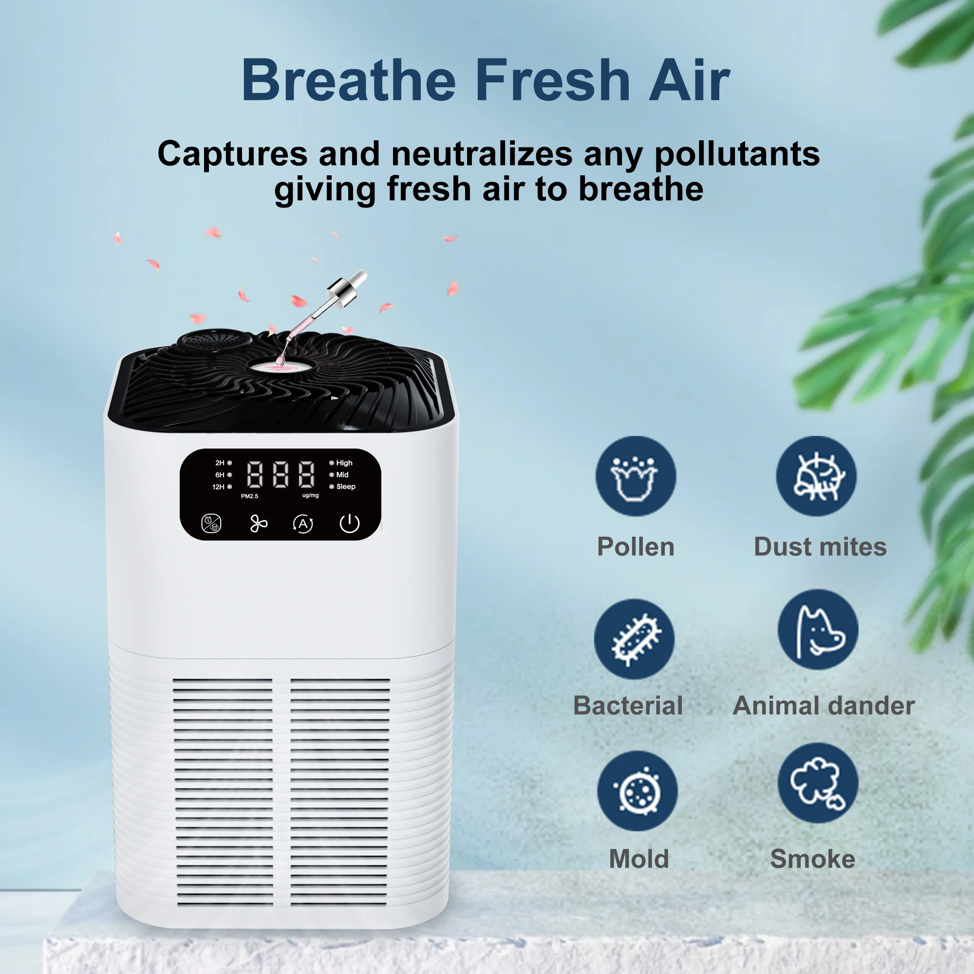 2024  Air Purifier H13 True HEPA Desktop Air Purifier Negative Ion Air Purifier For Home