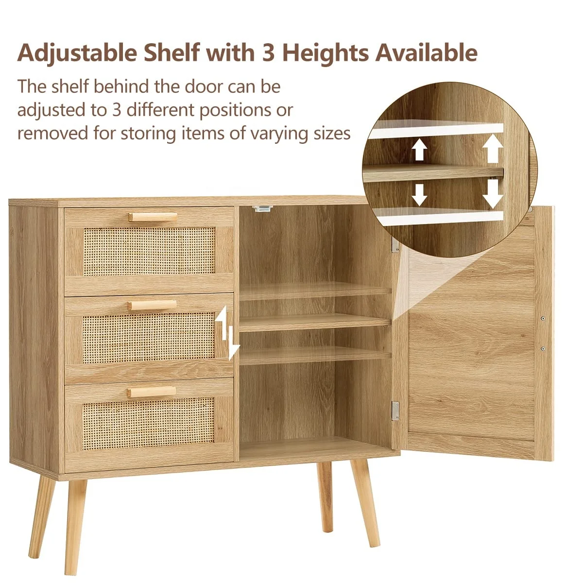 Modern Bedroom Living Room Drawer Cabinets Rattan Wood Storage for Sale