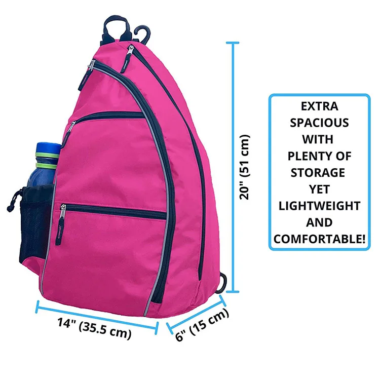 Large Sporting Gear Sling Pickleball Bag Tennis Backpack With Water Bottle Holder