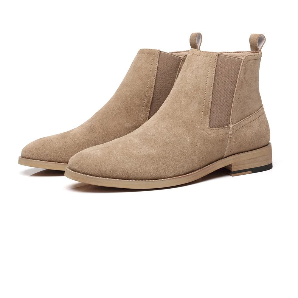 High quality selling 37-44 Big Size Men Women Genuine Leather Suede Chelsea Boots Causal Wooden Sole Boots