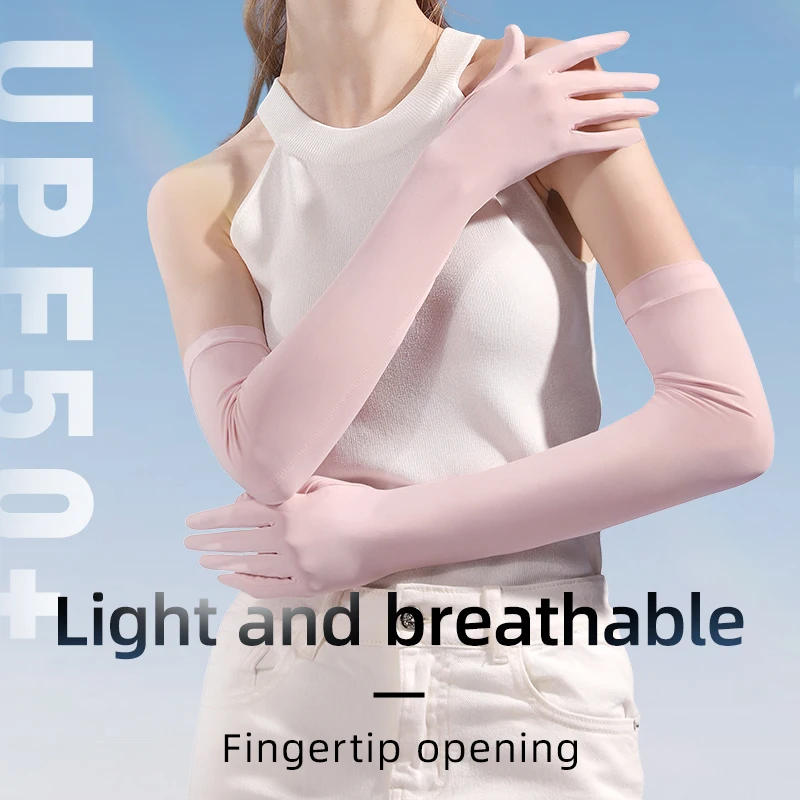 GOLOVEJOY XG49 Summer Ice Silk Half Fingers Gloves Women Breathable Fingerless Gloves Outdoor Driving Glove Sunscreen Mittens