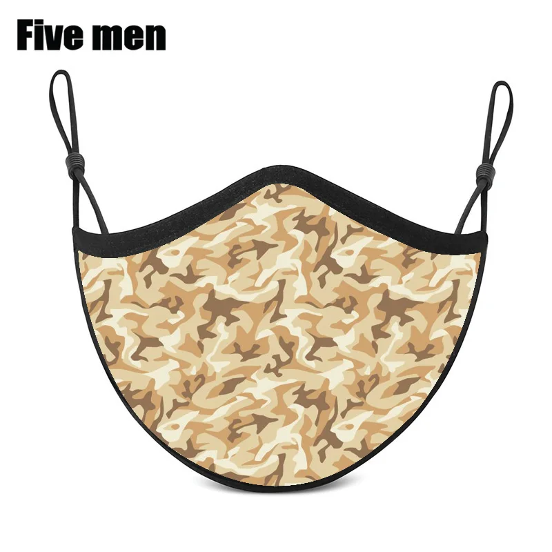 Five Men Alternative Camo Printed silver ion Reusable Breathable Party Face Protective Cover For Men And Women