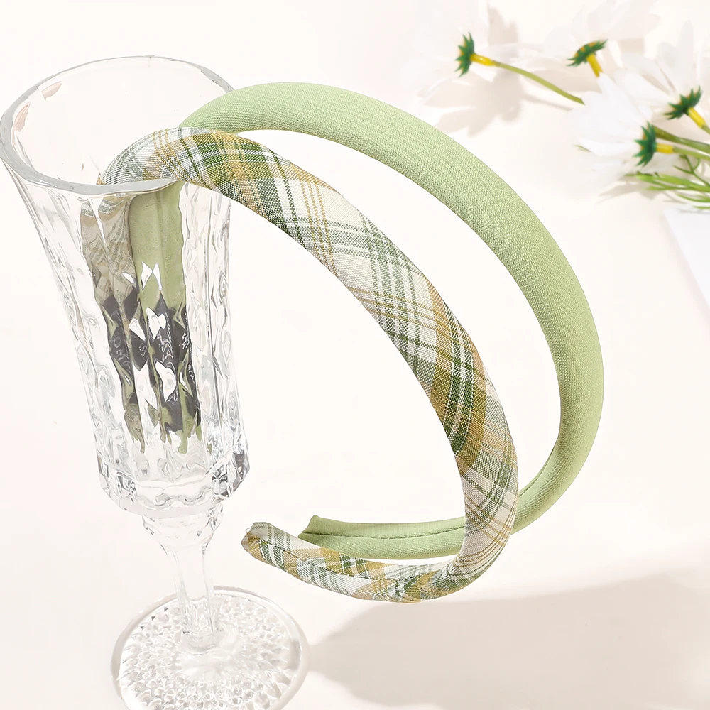 1.5CM Wholesale Hairband Solid color Plaid Headband Fashion Sponge Hair Hoop for Women Anti Slip Hair Accessories Hairband