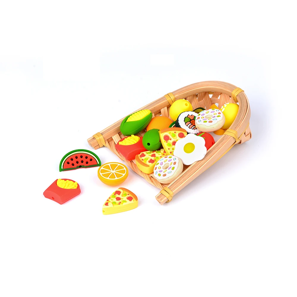 Mixed Various Silicone Beads French Fries Chewable Food Grade BPA Free Chain DIY