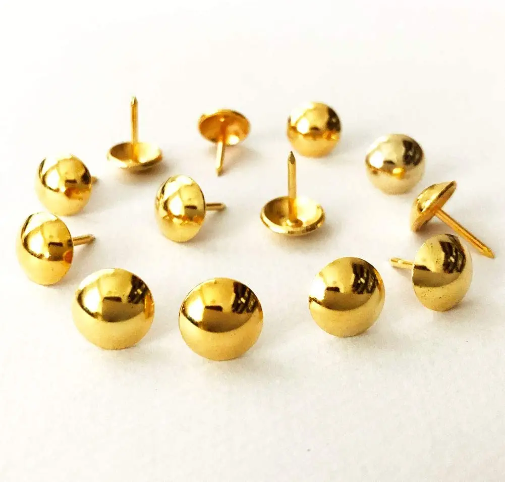 Sofa Upholstery Tacks Wooden Furniture Decorative Tacks Hobnail Thumb Nails Home DIY Upholstery Nails (Gold)