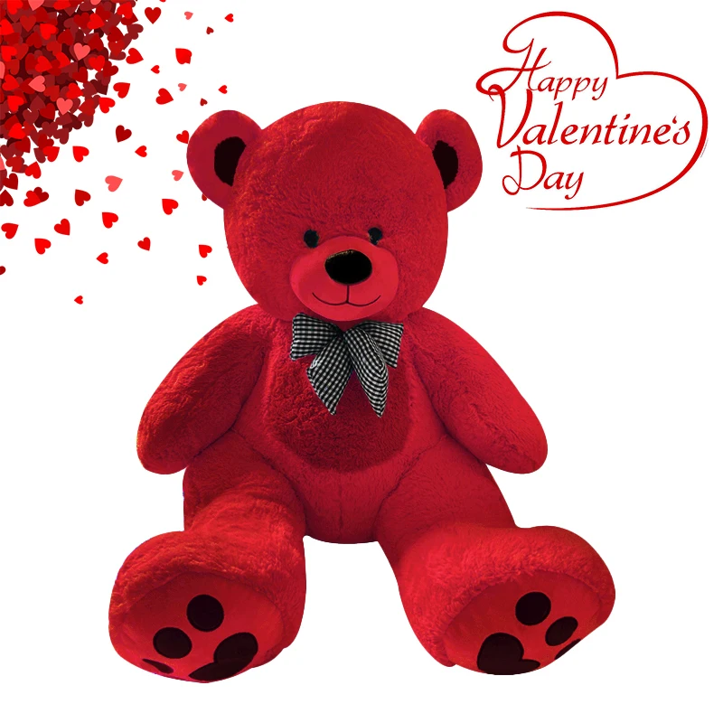 Giant Stuffed Plush Animal Toys  Red Teddy Plush Bear With Bow for Valentines Day gift